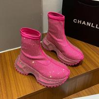 Madingi Kristaliniai Aukštakulniai Moteriški Ankle Boots Platforma Madingi Elegantiški Batai 2025 Žiema Goth Chelsea Batai Aukštakulniai Nauji Sniego Mujer Botas 39 pilka spalva