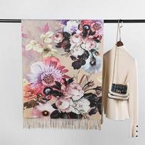 Winter Cashmere Scarf Van Gogh Oil Painting Sunflower Vase Tassel Pashmina Blanket Shawls Wraps Lady  Fashion Design Foulard gray