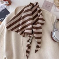 Moterų vilnos šalis skara Žieminė šilta minkšta megzta dryžuota trikampė madinga bandana ponios vilnos skaros One Size gray