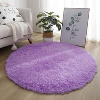 Plush Round Rug For Bedroom Bedside S violetinė