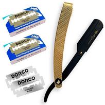 Kazakiri Premium Kaiser Gold Straight Razor 40 Replacement Blades Men Close Shave auksas