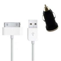 Câble et Chargeur - PHONILLICO - iPhone 4/4S/3G/3GS - 1M - USB 30 Broches - Chargeur Voiture 1A Noir balta