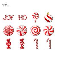 12/24Pcs Fun Wooden Christmas Tree Decoration Candy Cane Red Candy Cane Decoration DIY Hanging Hanging Ornaments Home Decor