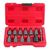 Screw Extractor Set 3/8 Inch Drive Hexagonal Head Multi Spline Easy Out Kit For Removing Broken Rusted Bolts Screws Nuts 1