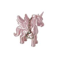 Keychain Pendant Heart-Shaped Metal Lobster Clasp Smooth Open Close Pink Pearlescent Unicorn 3D Printed Bag Pendant rožinė