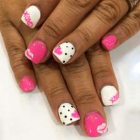 24Pcs Press On Nails Pink Heart Polka Dot Lips Fake Nails Glossy Finish Manicure Accessories Wearable Full Cover Nails Tips brown