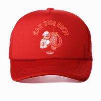 Eat The Rich Doner Kebab Letter Print Baseball Cap Basic Unisex Summer Breathable Mesh Trucker Hat Adjustable Snapback Adjustable red