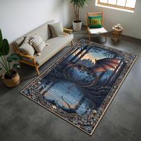 Vintage Art Nouveau Water Dragon Pond Lotus Fish Treasure Ornate Frame Soft Non Slip Floor Rug Fantasy Medieval Home Decor Washable Indoor Area Carpet 40x60cm( 15x23in ) gray