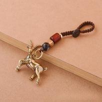 Brass Goat Keychain Antique Copper Zodiac Sheep Ornament Lightweight Metal Key Ring for Car Keys Daily Gift A6 brown