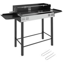 BBQ Rotisserie Grill Roaster Charcoal Spit Roasting Machine for Chicken Turkey with 3-Level Grill Grate, Side Shelves 118 x 32 x 90 cm juoda