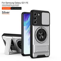 For Samsung S21 FE Case Galaxy S21FE Cover S21 FE Phone Case Magsafe Magnetic Fold Holder Military Armor Camera Protection Cover Galaxy S21 FE 5G black