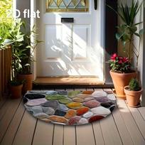 1Pcs Pebble Semi Circle Welcome Doormat Non-Slip for Outdoor Patio Porch Kitchen Bathroom Entryway Floor Mat 40X60CM white