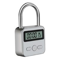 Metal Security Timer Lock Waterproof USB Rechargeable Temporary Timer Padlock with LCD Display Enduring sidabro baltos spalvos