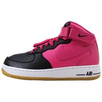 Nike Air Force 1 Cushioning Abrasion Resistant Mid top Skateboard Shoes Women's Pink Black 518218-016 38 juoda