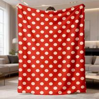 1pc Bohemian Red Polka Dot Flannel Fleece Throw Blanket - Soft Suitable for Bed, Sofa, Nap | All-Season Machine Washable Bedspread | Durable Square Co 75X95CM beige