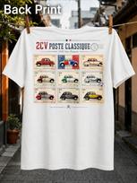 2cv Poste Classique Su Vintažiniu Pašto Ženklo Tinkleliu Citroen Automobiliai Nuo 1948 Iki 1970 Ir Prancūziški Unisex Visi Marškinėliai L gray