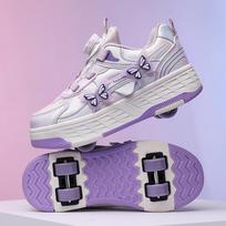Four-Wheel Runaway Shoes Boys And Girls Roller Skates Adult Wheel Shoes Skates Women'S Runaway Shoes Four-Wheel Retractable 29 gray