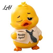 Funny Duck Collectibles with Outfits 3D Printed Sad Yellow Figurines Cute Tired Worker Resin Lightweight Decor for Shelves Desk Ornaments Home D yellow