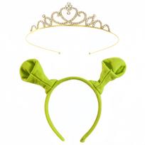 Cute Green Monster Shrek Ear Antenna Hairband Fabric Face Wash Hair Clip Headwear Cartoon Animal Monster Headband Holiday Party yellow