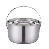 Stainless Steel Outdoor Camping Pot 17-26cm Portable Single Pan Pot  Travel 20cm white