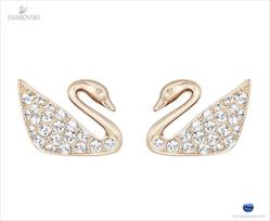 Swarovski Swan Mini auskarai su skylutėmis, dengti rožiniu auksu 5144289 sidabras
