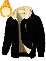 Autumn New Men's Casual Fleece Lined Hooded Zipper Jacket Solid Color Warm Sportswear Male Fashion Outerwear M juoda