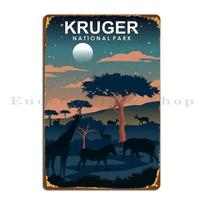 Kruger National Park Night Travel Poster South Africa Metal Plaque Poster Wall Decor Plaques Painting Create Tin Sign Poster 20X30CM gray