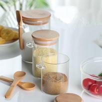 ZISIZ Glass Spice Jar Set with Spoon beige