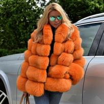 Kailis Rudeniui ir Žiemai Naujas Kailinis Paltas Moterims Imituotas Kailis Moteriškas Paltas S orange