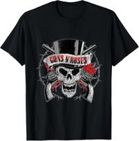 Tops Tees Guns N' Roses Official Top Hat Skull T-Shirt 2XL gray