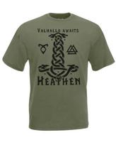 Mens Valhalla Awaits Norse Mythology Viking Olive Green Unisex 100% Cotton T-shirt Mens Tees Top 4XL gray