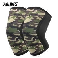 Aolikes 7mm Knee Sleeves Compression Support Neoprene Gym Knee Protector For Squat Weightlifting Crossfit M gray
