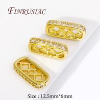 1/2/3Pcs 18K Gold Plated Brass with Zircon Separators Bar,Flat Spacer Bar,Supplies For Jewelry,DIY Bracelet&Necklace Accessories 1 piece beige