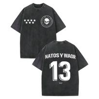 Vintage Washed Rap Duo Natos Y Waor T-shirt Music Album Hijos De La Ruina Merch T Shirt Men Women Fashion Trend T-shirts S black