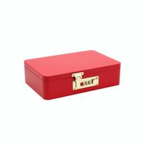 Combination Lock Password Lock Storage Box Rectangular Shape Flip Top Design Storage Iron Box Metal Construction raudona