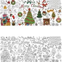 Juokingas didelis kalėdinės spalvinimo plakatas vaikams, piešimo popierius, pasidaryk pats, doodle staltiesė, Kalėdų spalvinimo vėliava, Kalėdinės dovanos vaikams gray