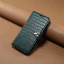 Crocodile Pattern Leather Phone Case for iPhone 16 Pro Max 17 Air 16e 15 Plus 14 13 12 11 Xr Xs Button Card Holder Wallet Cover iPhone17 žalia
