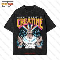 Pump Cover Gym Creatine Vintage Oversized TShirt Moisture Wicking 40CA S black
