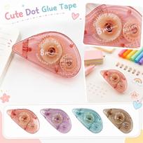 Double-Sided Adhesive Dot Tape Dispenser, 8 Meters Glue Roller for Kids Crafts and Scrapbooking, Transparent Refill Tape one size brown