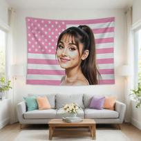Ariana Pink Flag Tapestry Vibrant Detailed Art Print Warm Aesthetic Wall Hanging for Living Room Sofa Wall  Bedroom Decor 100X70CM pink