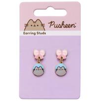 Pusheen the Cat Pink Bows Drop Earrings white