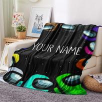 1PC Custom Name Among us Patterned Flannel Blanket Suitable For All Seasons for Home Decor Warmth and Comfort Gifts Holiday Present_xia 80cm x 120cm gray