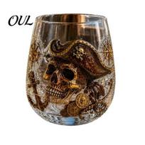 Man Cave Bar Cart Decor Octopus Pirate Whiskey Glass, Sea Creature Tentacle Engraved Tumbler, Embossed Nautical Ship Rudder Glass Rocks for B black