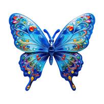 1/4Pcs Outdoor Sculpture Vibrant Metal Butterfly Wall Art Decor With Tool-Free Hook For Garden Yard Patio And Fence A1 blue