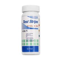4-in-1 Water Quality Test Strips: pH & Chlorine, 50 Strips for Aquariums & Pools white