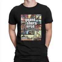 Novelty Grand Theft Auto - San Andreas T-Shirts for Men Round Neck 100% Cotton T Shirt GTA San Andreas Short Sleeve Tees XXL juoda