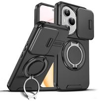 Smūgiams atsparus magnetinis dėklas Honor 400 Pro 5G su slankiojančiu fotoaparato objektyvo žiedu ir stovu, apsauginis dangtelis Honor 400 Lite X9C Magic7 Lite dėklui Case & Holder&Honor 400 (Global) juoda