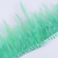 1M Mint Green Rooster Feathers Trim Saddle Cock Feather Fringe Ribbon for Clothing Dress Accessories Decoration Plumas Crafts 1 Meter blue