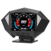Car HUD HD TFT LCD Screen GPS OBD2 Mode Slope Meter Compass Overspeed Alarm Digital Speedometer black