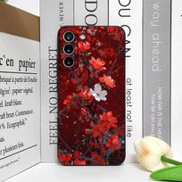 Retro meniško raudonos gėlės slyvos žiedo rašto telefono dėklas, skirtas Samsung Galaxy A56 A14 A55 A16 A54 A36 A53 A52 A51 A50, minkštas dėklas Galaxy A14 4G white